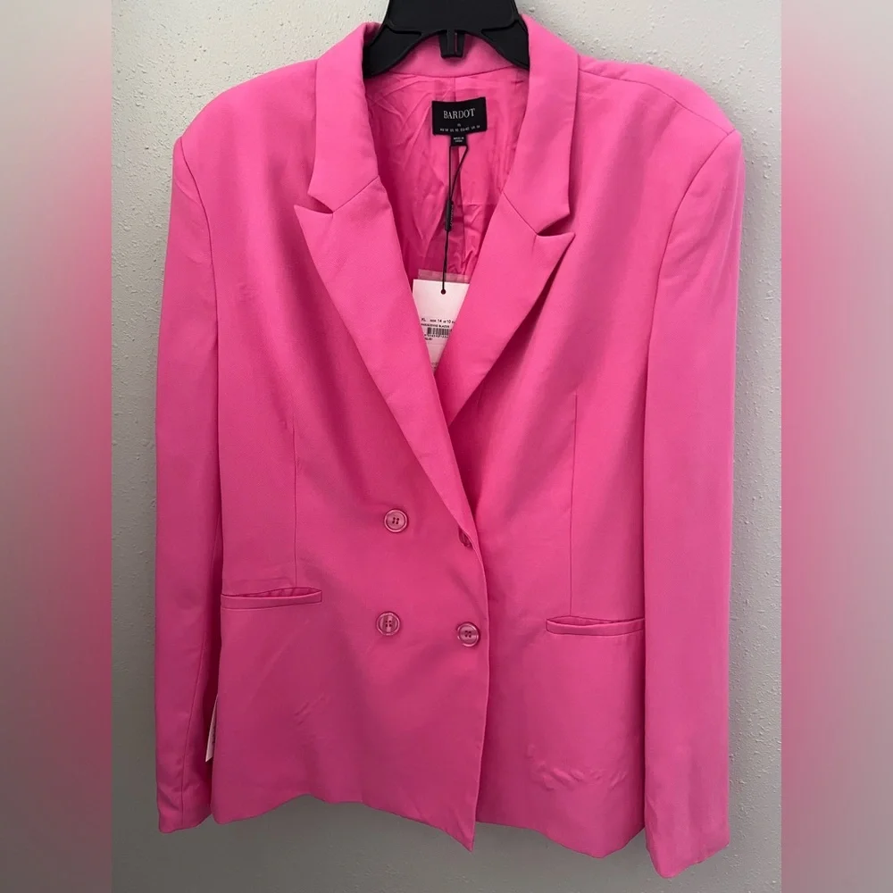 Bardot Parisienne Double Breasted Blazer in Pink Pop Size XL New